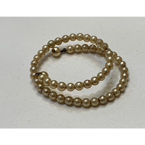 Vintage Pearl Wrap Bracelet Expandable Memory Wire Toddler Child Small - Picture 4 of 15
